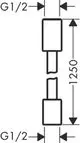 Zwei zylindrische Muttern mit G1/2-Anschluss, verbunden durch einen geraden Abschnitt. Produktdiagramm für AXOR Duschzubehör.